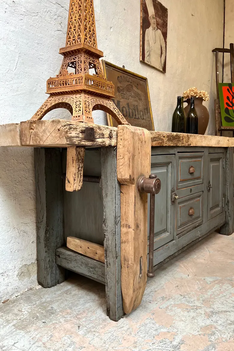 Établi d’atelier patiné Début XXème
