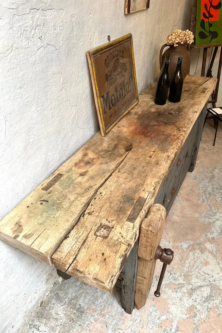 Établi d’atelier patiné Début XXème