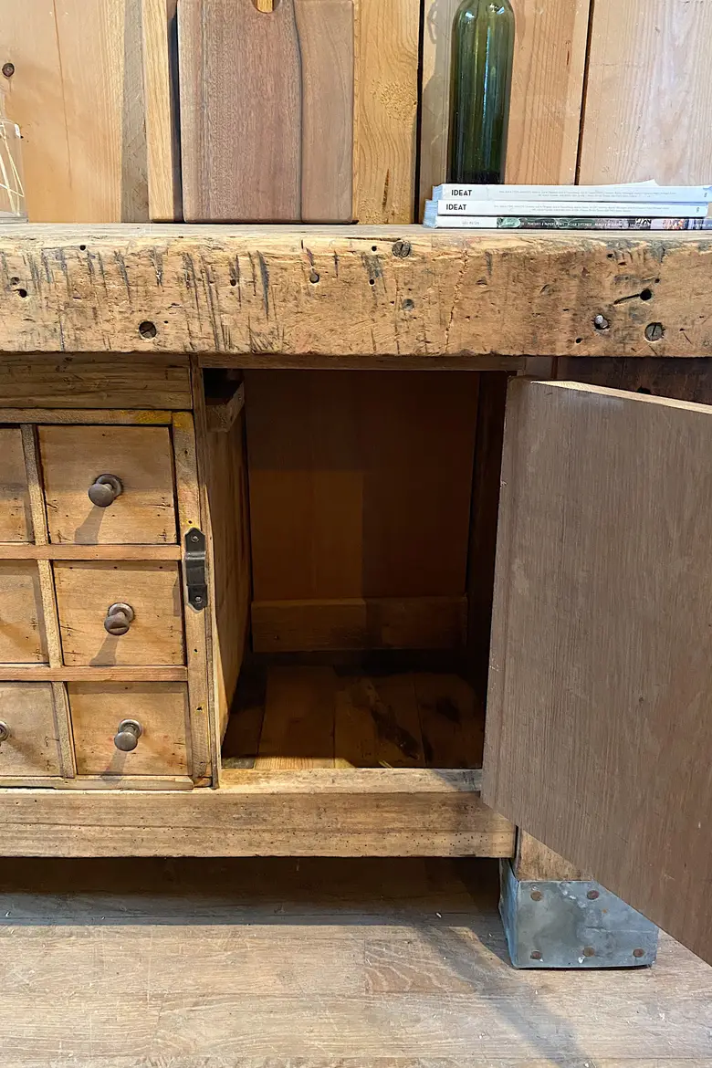 Établi de garage en bois Début XXème