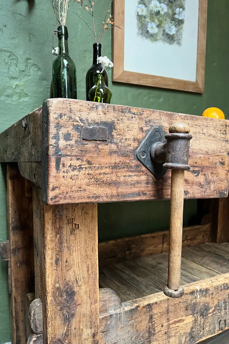 Établi de menuisier en bois brut Début XXème