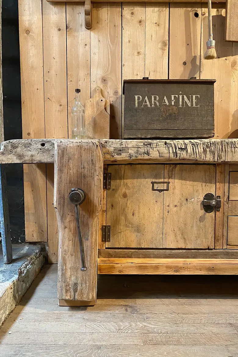Établi de menuisier en bois brut Début XXème