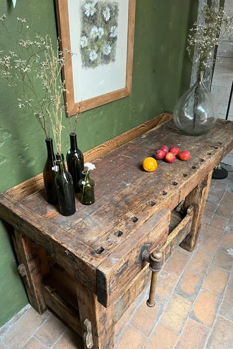 Établi de menuisier en bois brut Début XXème