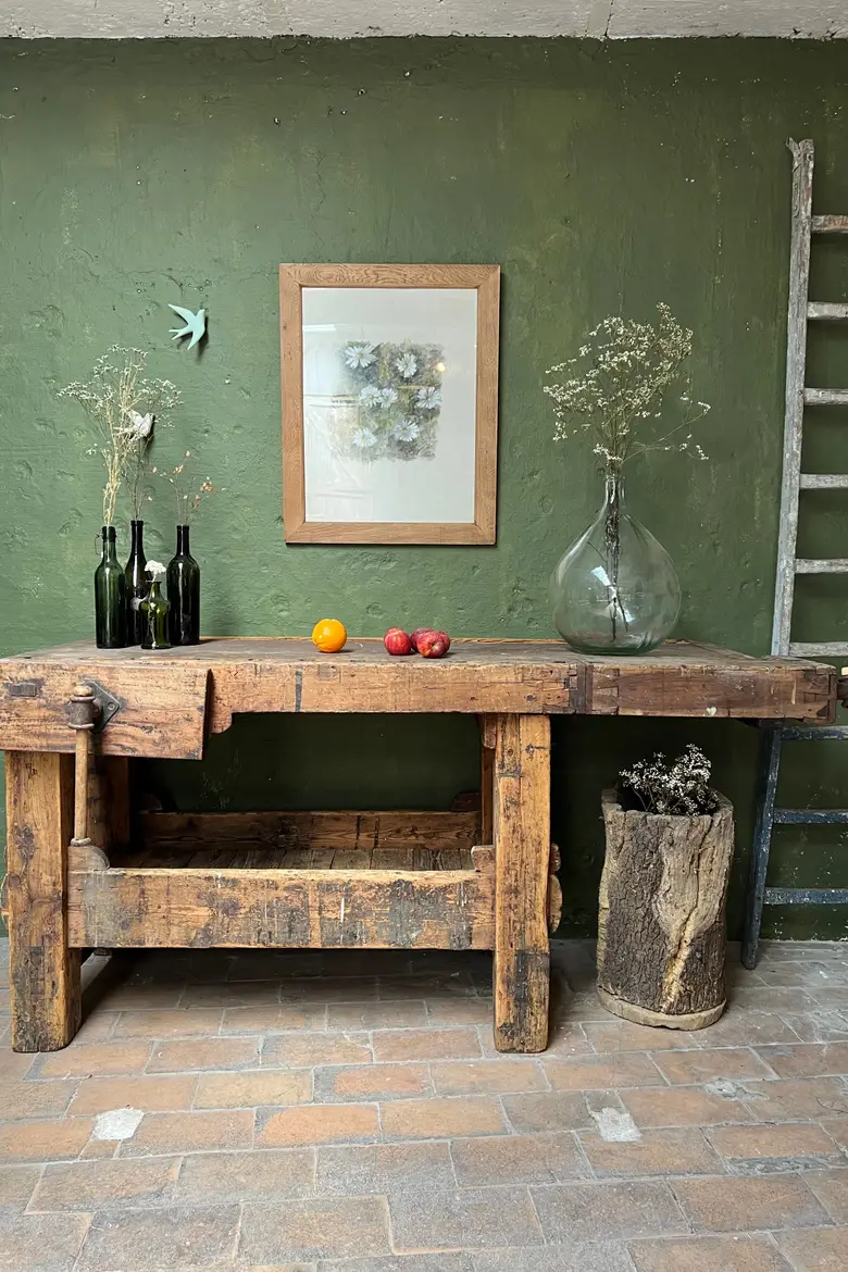 Établi de menuisier en bois brut Début XXème