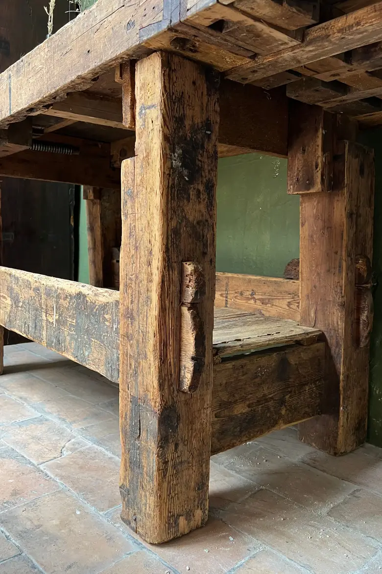 Établi de menuisier en bois brut Début XXème