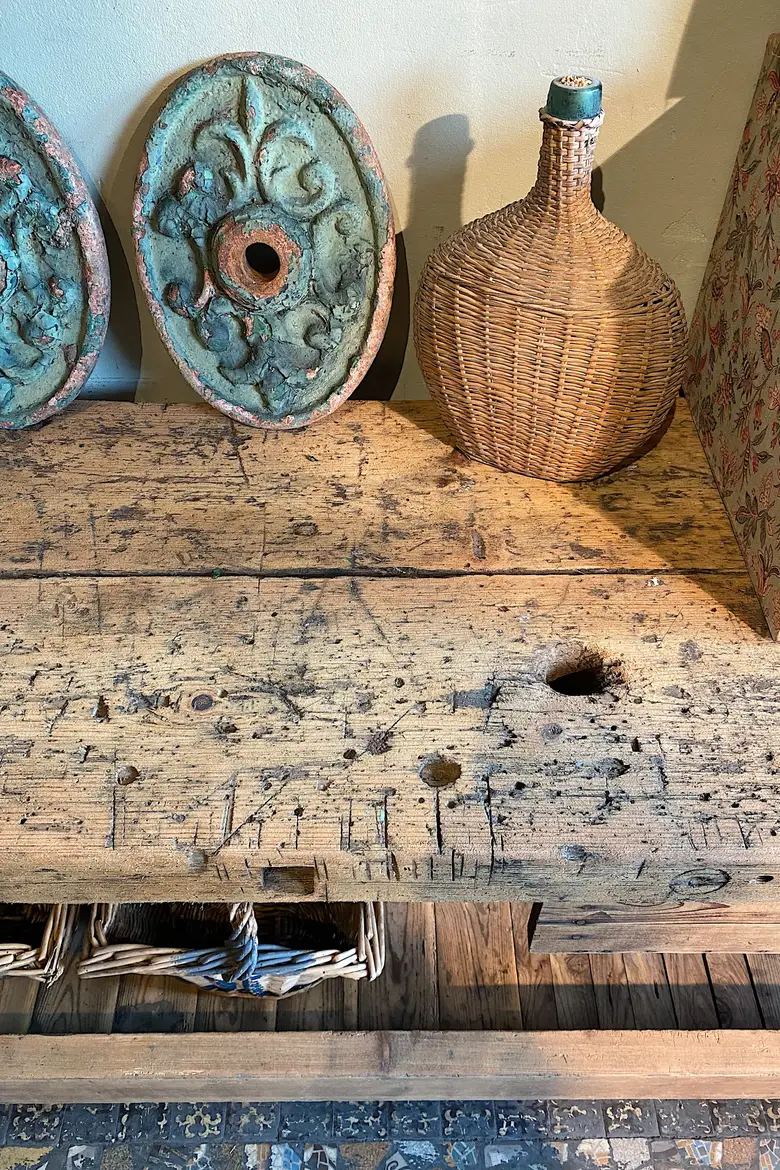 Établi de menuisier en bois brut Début XXème