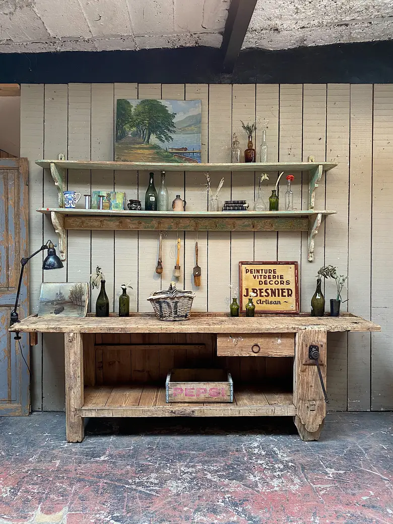 Établi de menuisier en bois Début XXème