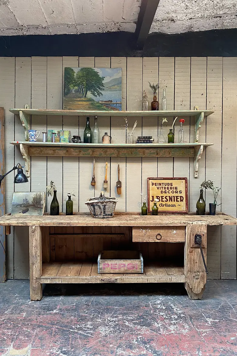 Établi de menuisier en bois Début XXème