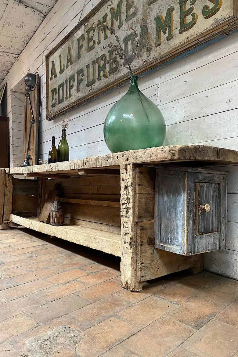 Établi primitif en bois Début XXème