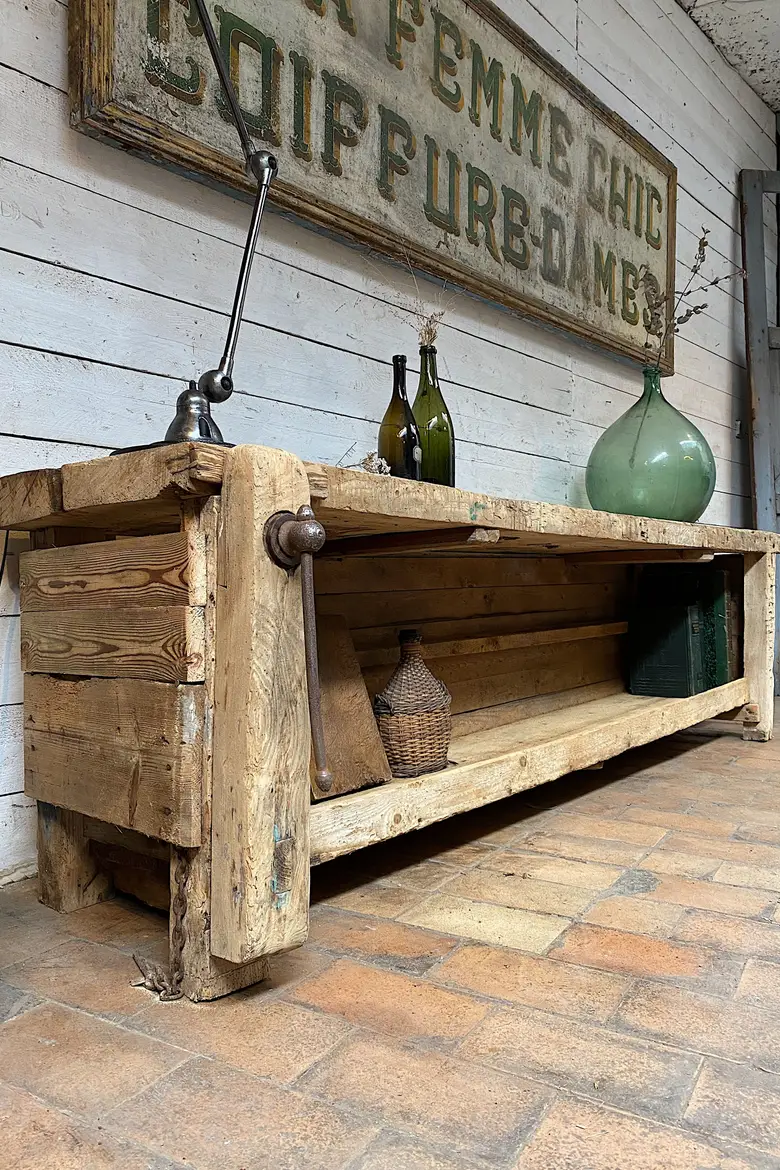 Établi primitif en bois Début XXème