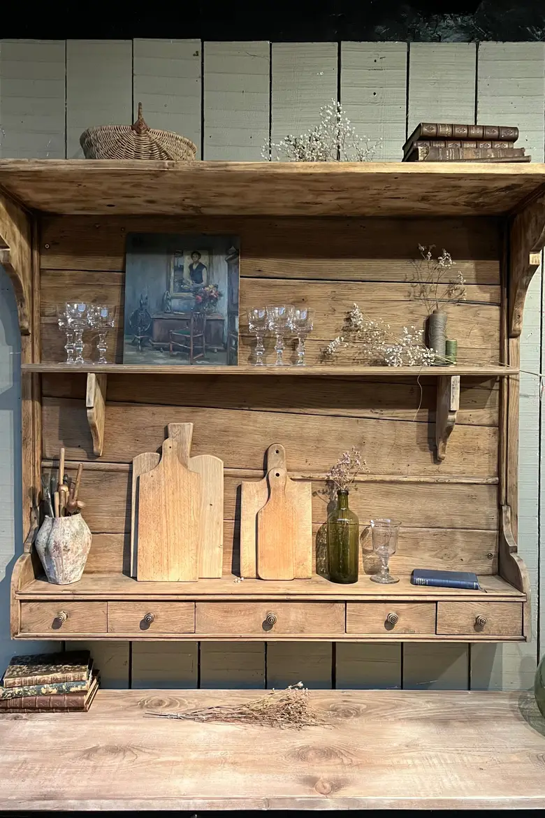 Étagère de cuisine en chêne Début XXème