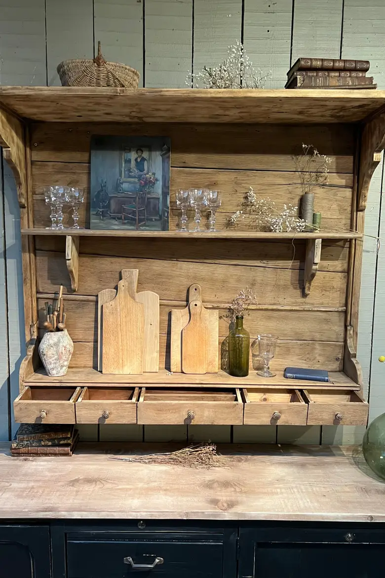 Étagère de cuisine en chêne Début XXème