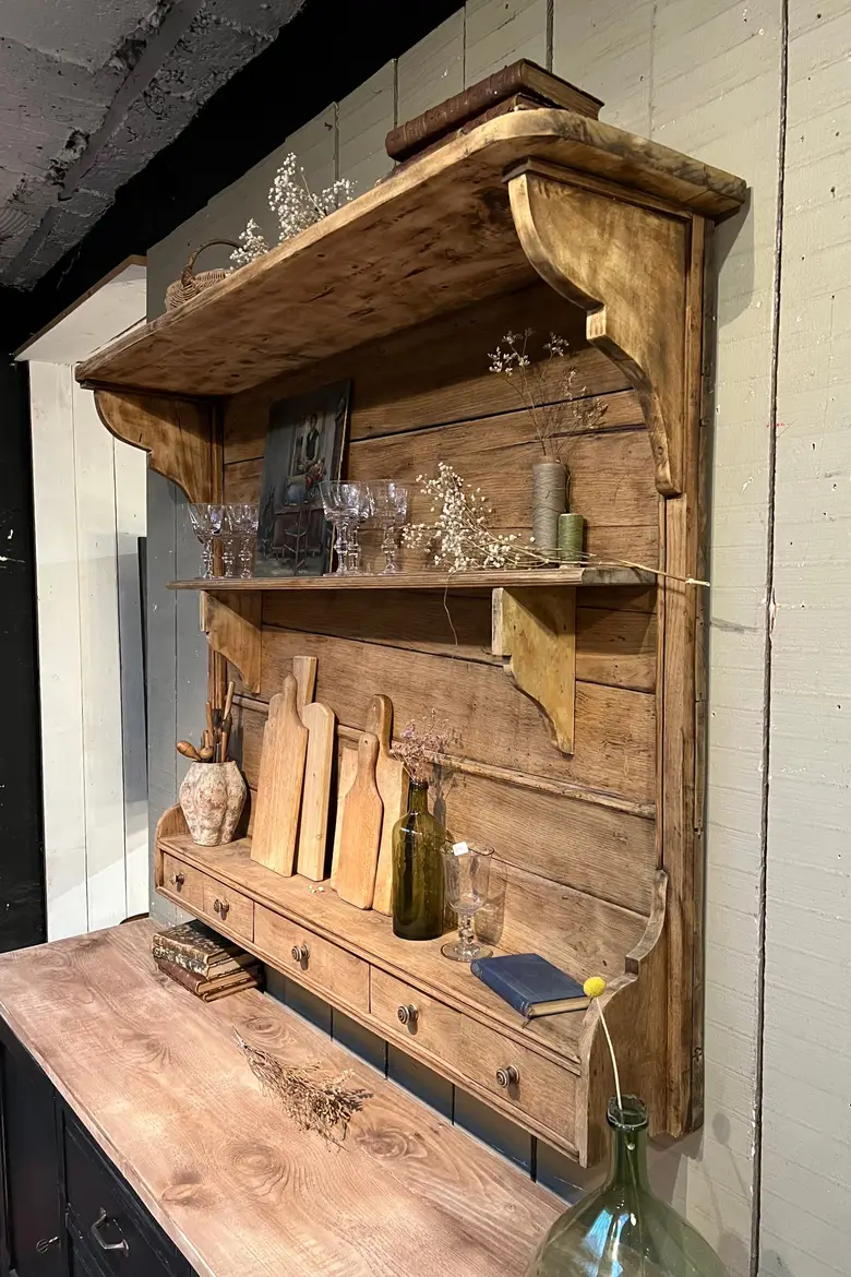 Étagère de cuisine en chêne Début XXème