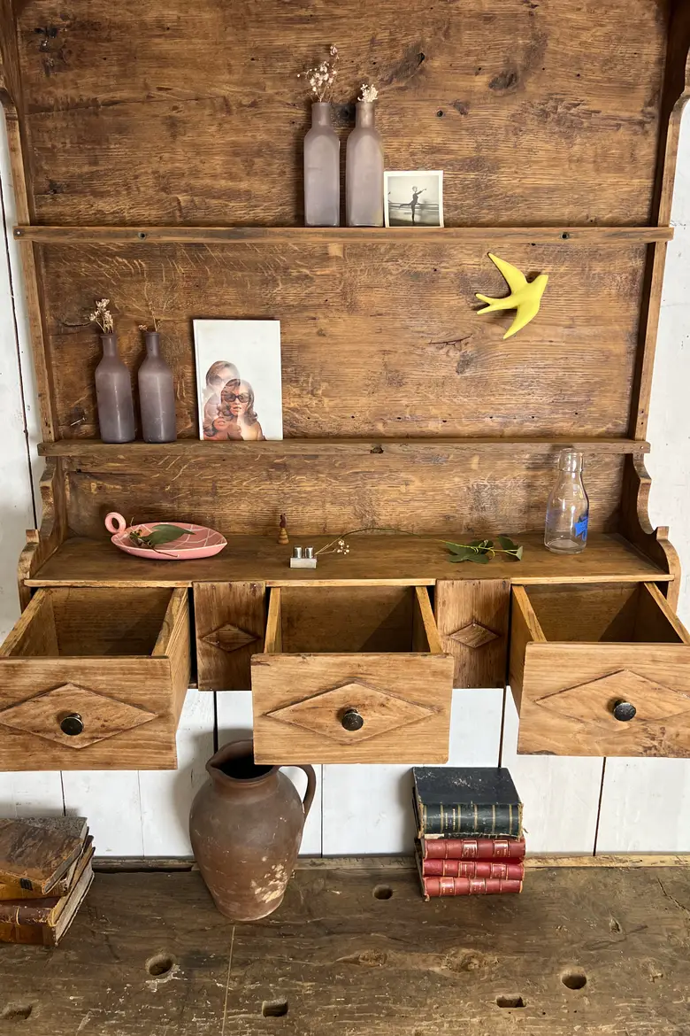 Étagère de cuisine en chêne Début XXème