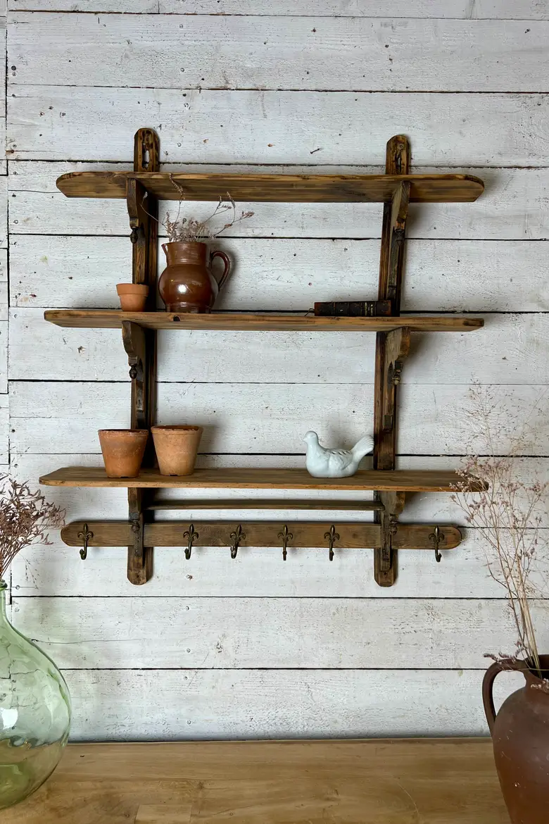 Étagère de cuisine en sapin Début XXème