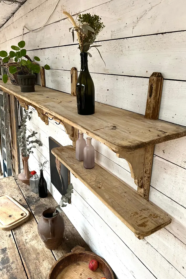Étagère de cuisine en sapin Début XXème