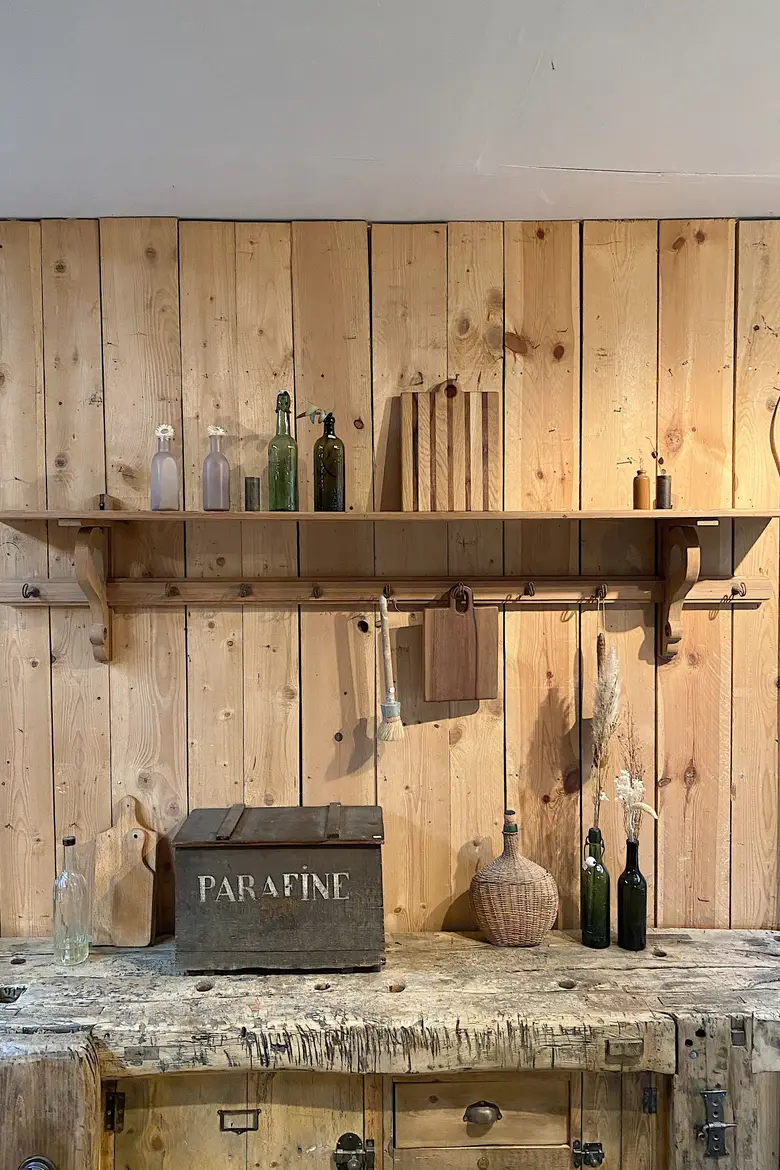 Étagère de cuisine en sapin Début XXème