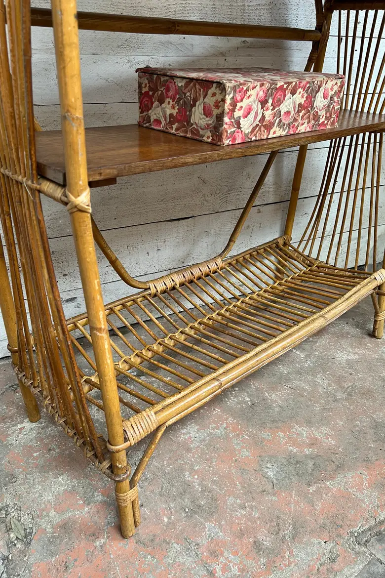 Étagère en rotin Années 60