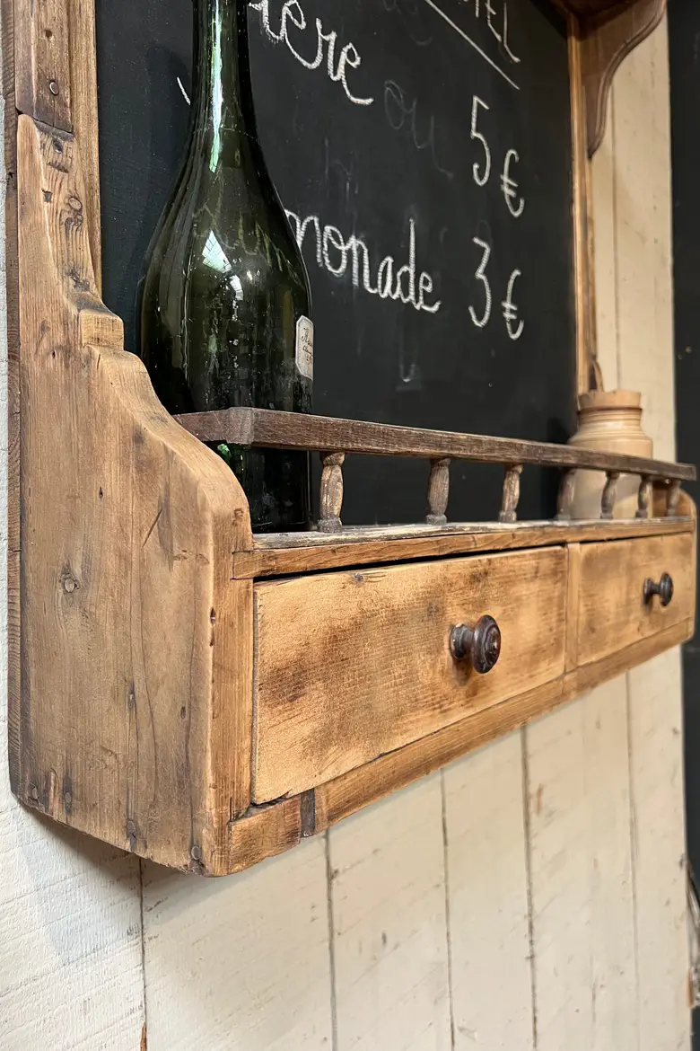 Étagère tableau de cuisine en bois Début XXème
