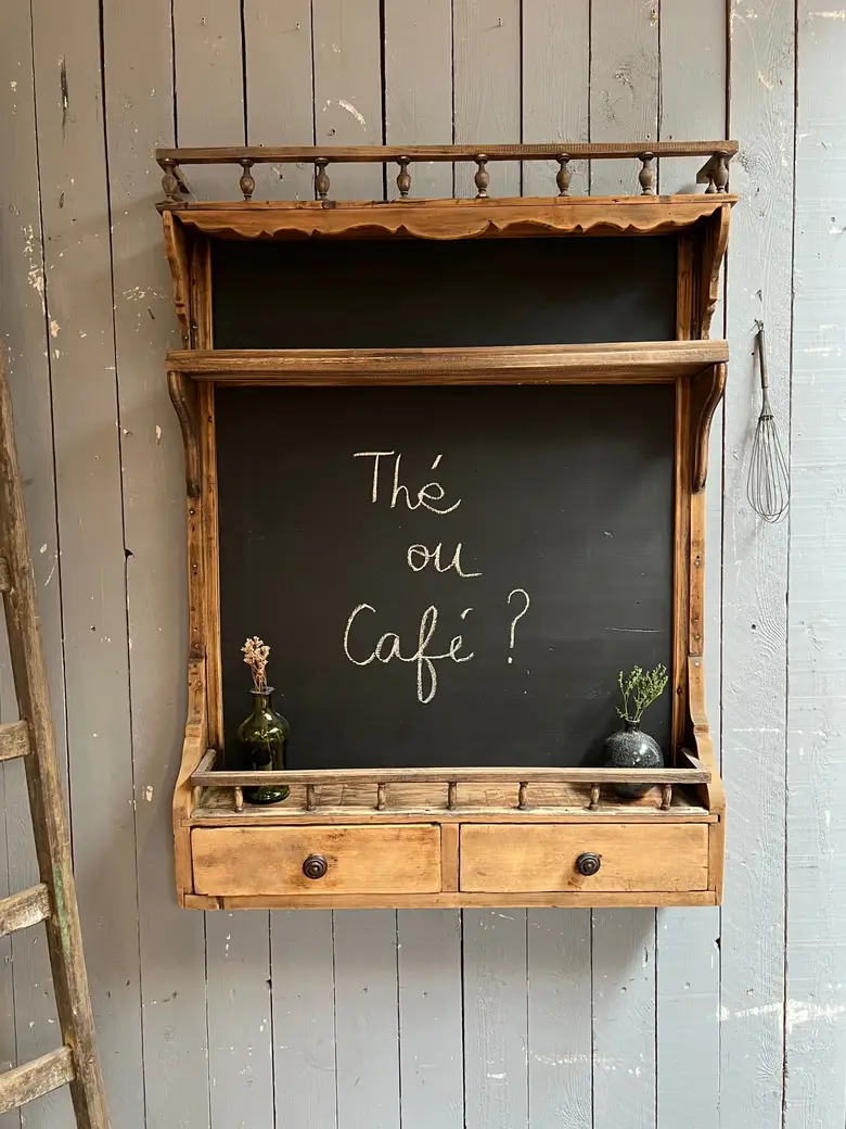 Étagère tableau de cuisine en bois Début XXème