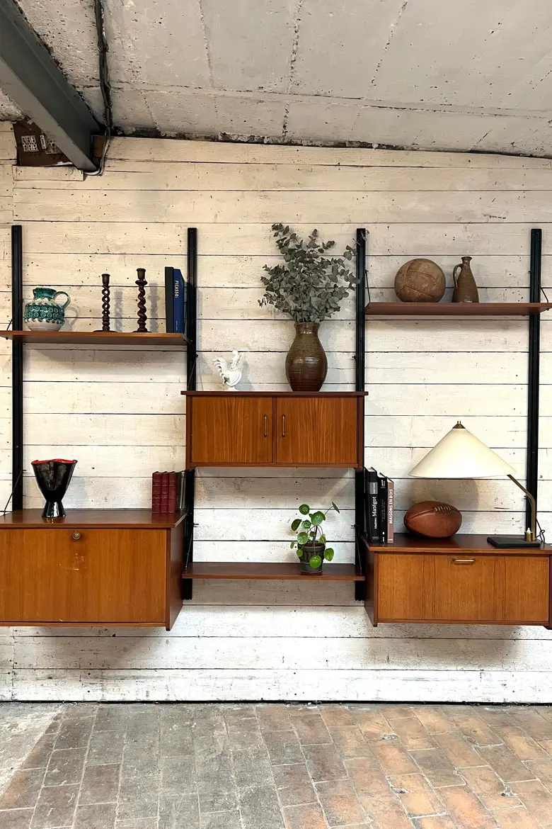 Étagère vintage scandinave Wall unit de style Poul CADOVIUS 1950
