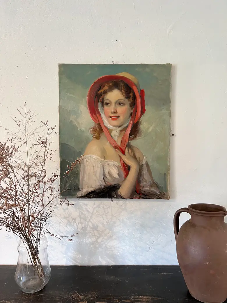 Ancien portrait de femme 1900 de Cyprien Boulet