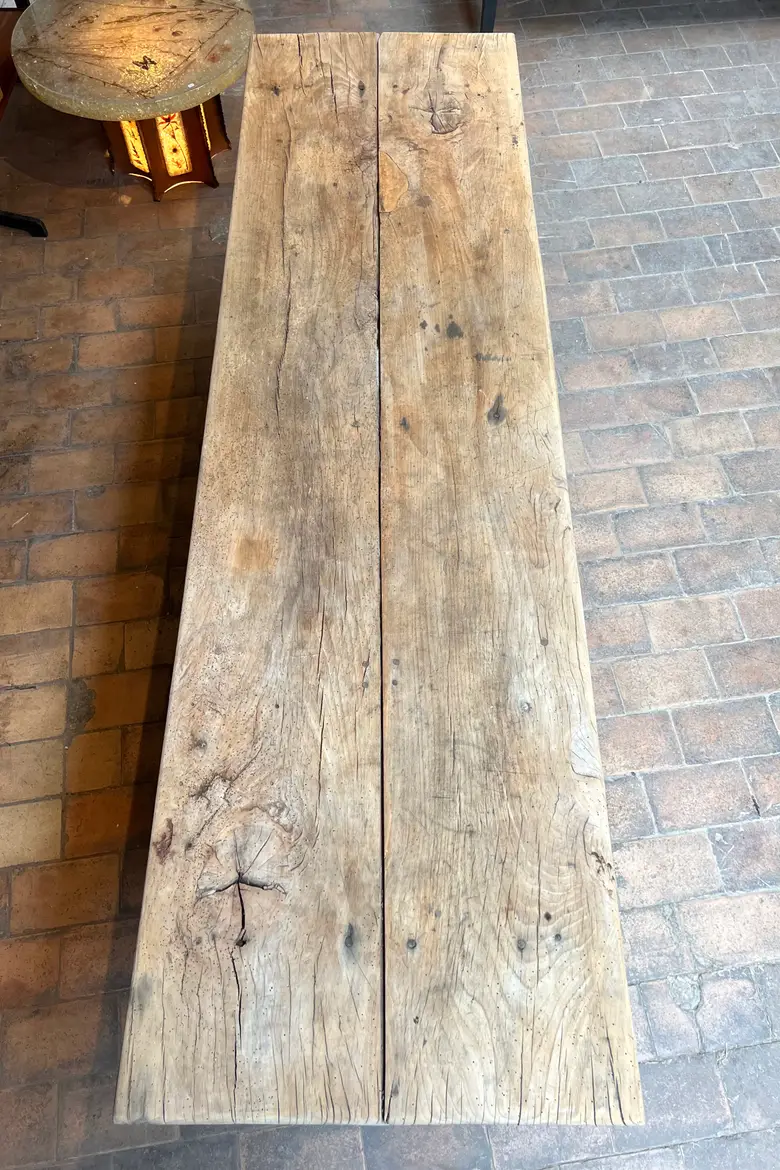 Ancienne table d'estaminet en orme Début XXème