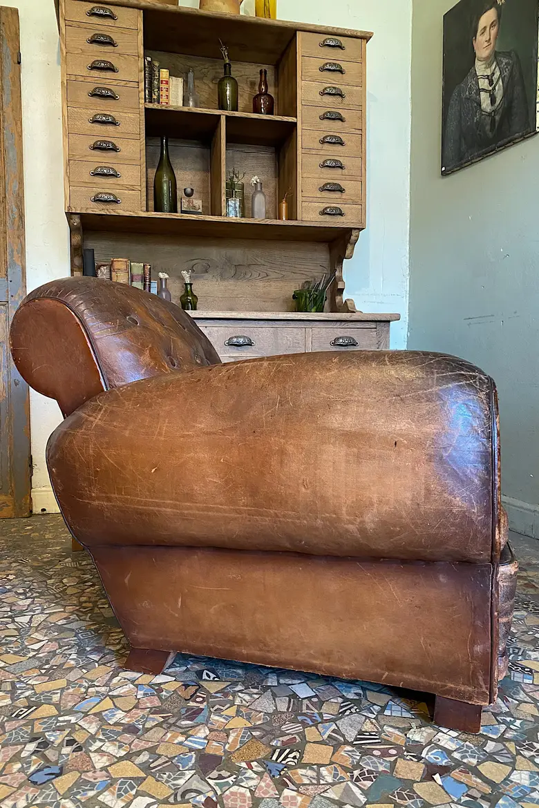 Fauteuil club en cuir Années 50