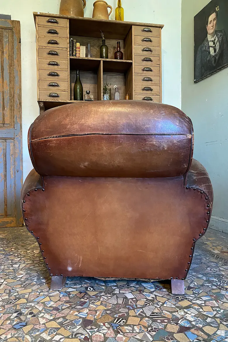 Fauteuil club en cuir Années 50