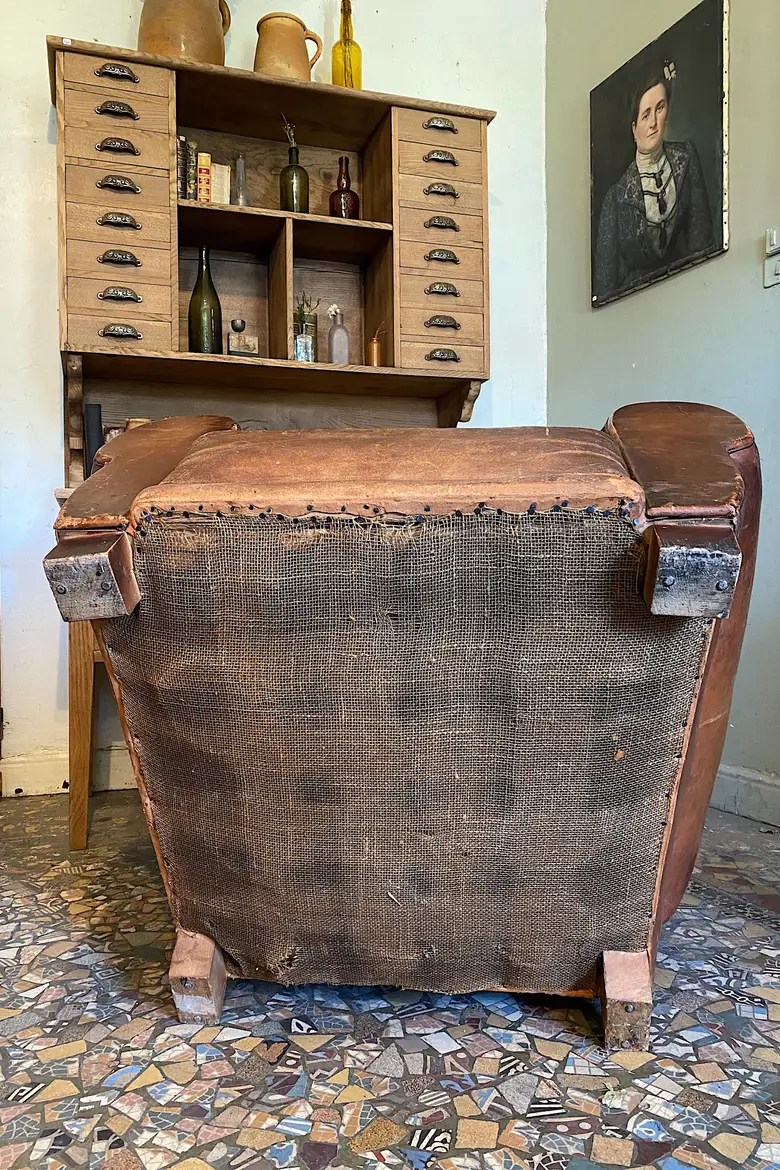 Fauteuil club en cuir Années 50