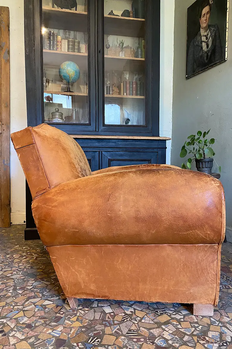 Fauteuil club en cuir Années 50