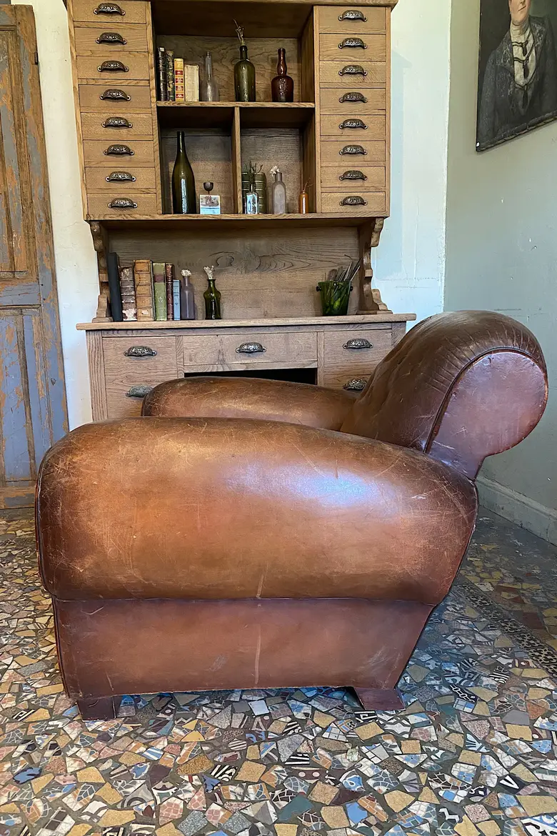 Fauteuil club en cuir Années 50