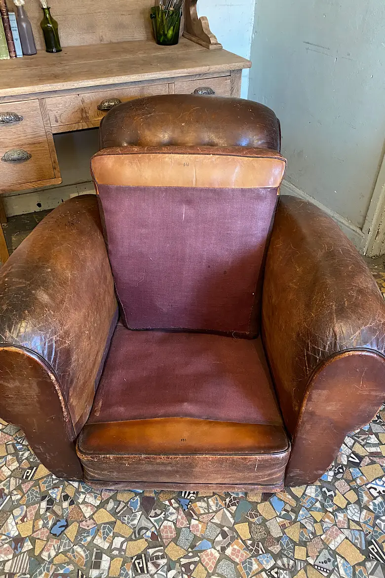 Fauteuil club en cuir Années 50