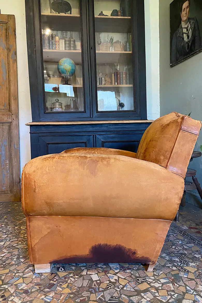 Fauteuil club en cuir Années 50