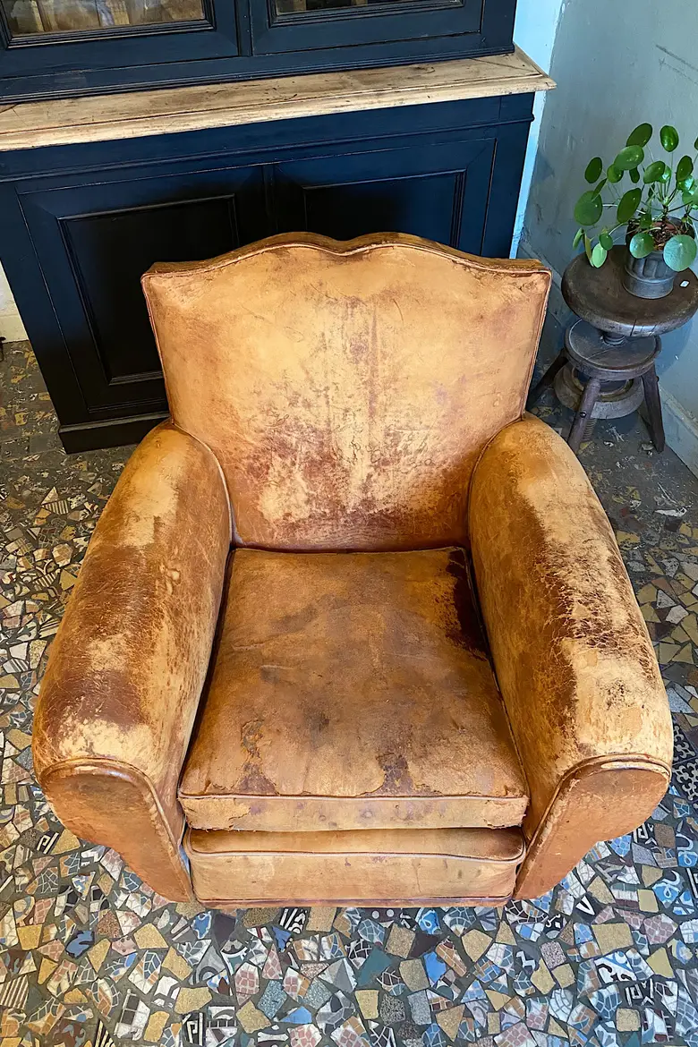 Fauteuil club en cuir Années 50