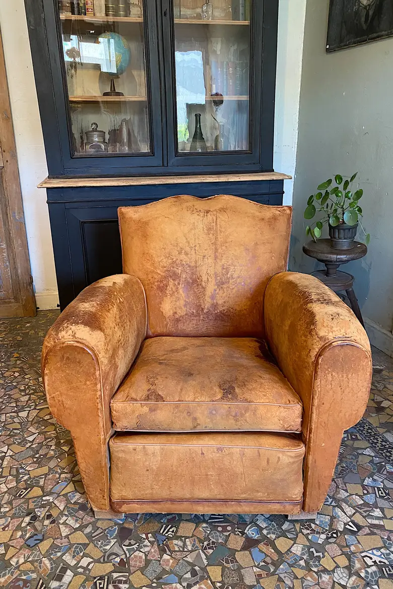 Fauteuil club en cuir Années 50