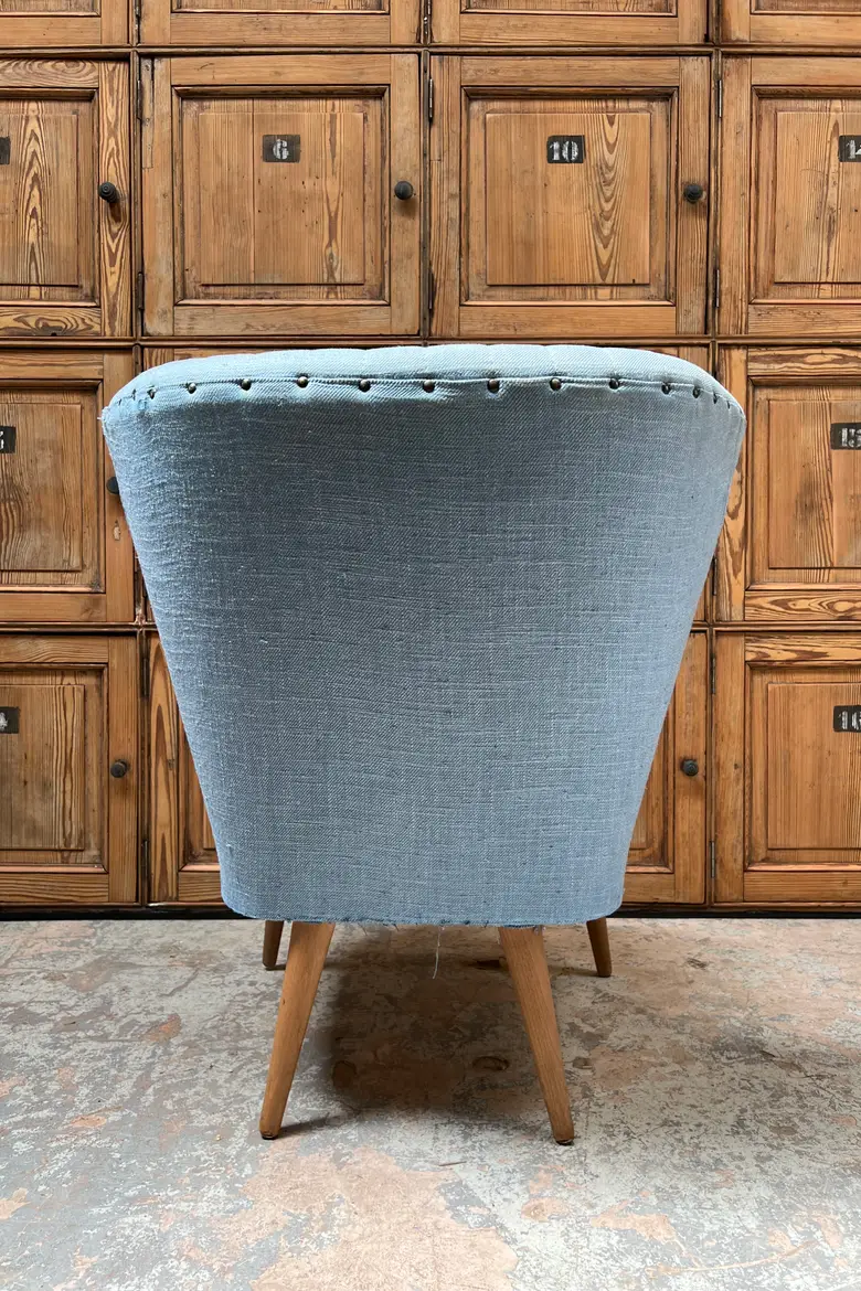Fauteuil cocktail bleu jean 1950