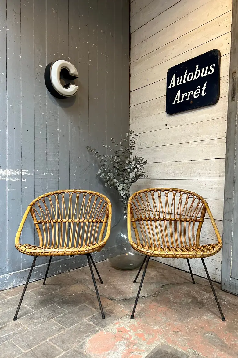 Fauteuil en rotin 1950