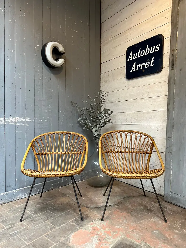 Fauteuil en rotin 1950