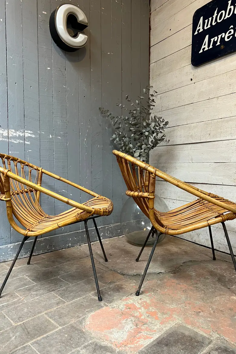 Fauteuil en rotin 1950