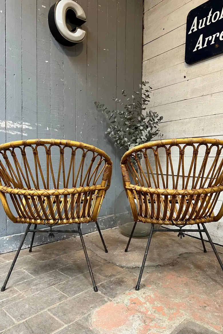 Fauteuil en rotin 1950