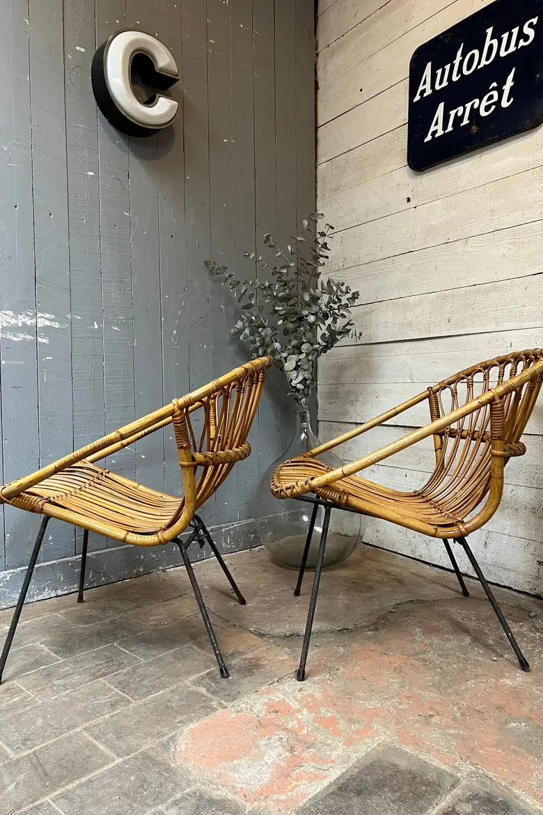 Fauteuil en rotin 1950