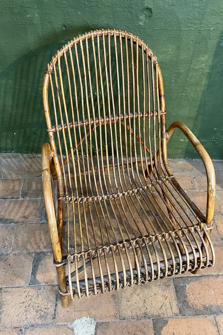 Fauteuil en rotin vintage Années 60