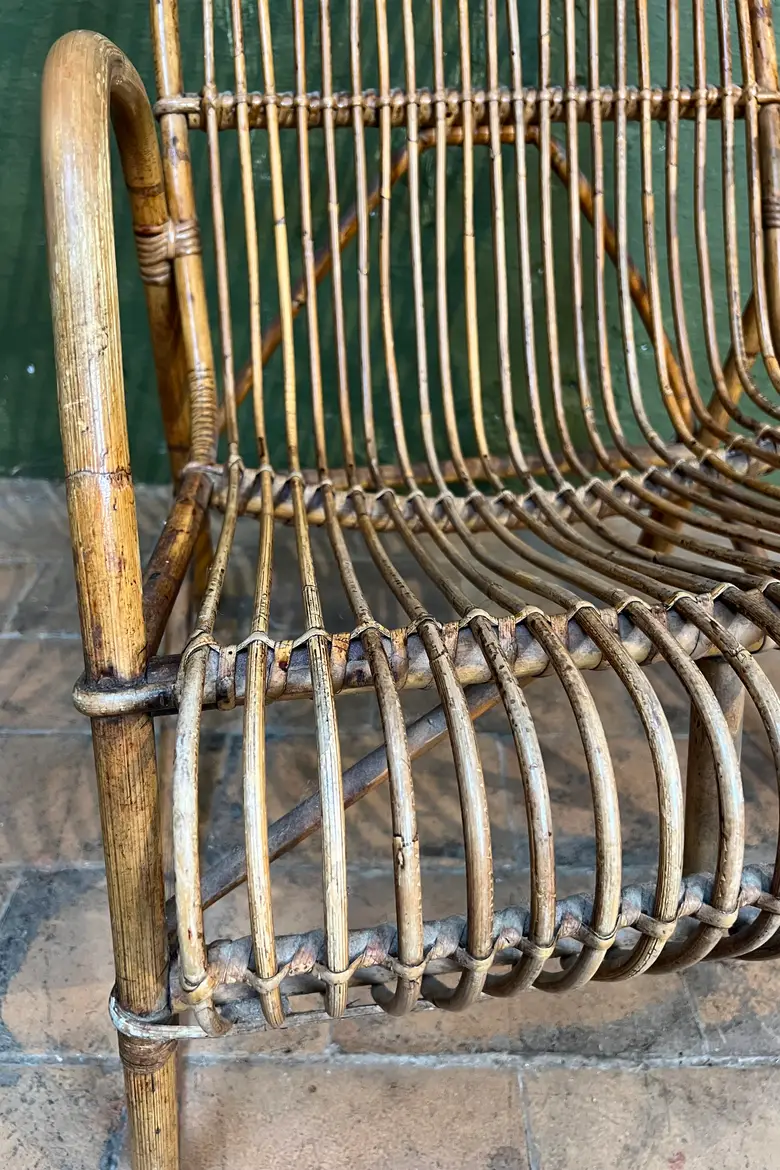 Fauteuil en rotin vintage Années 60