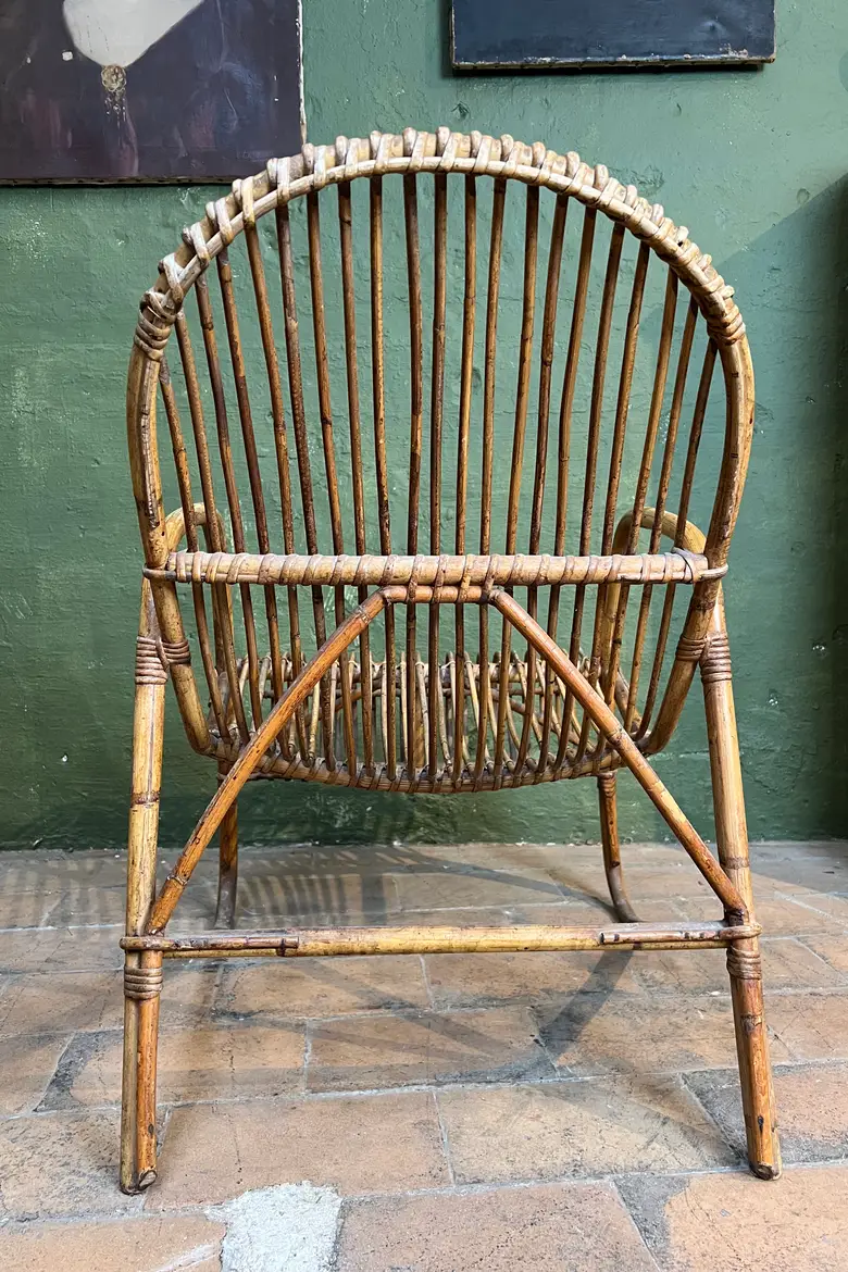 Fauteuil en rotin vintage Années 60