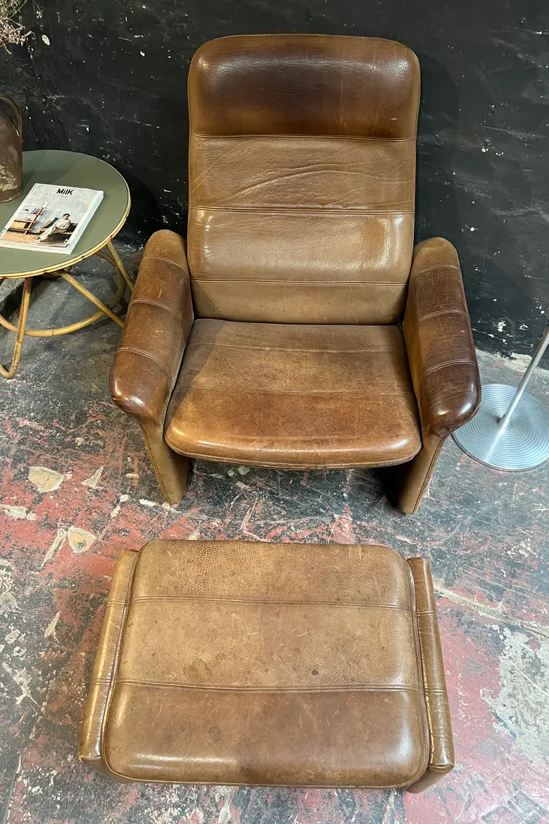 Fauteuil et repose pieds modèle DS50 De Sede 1970