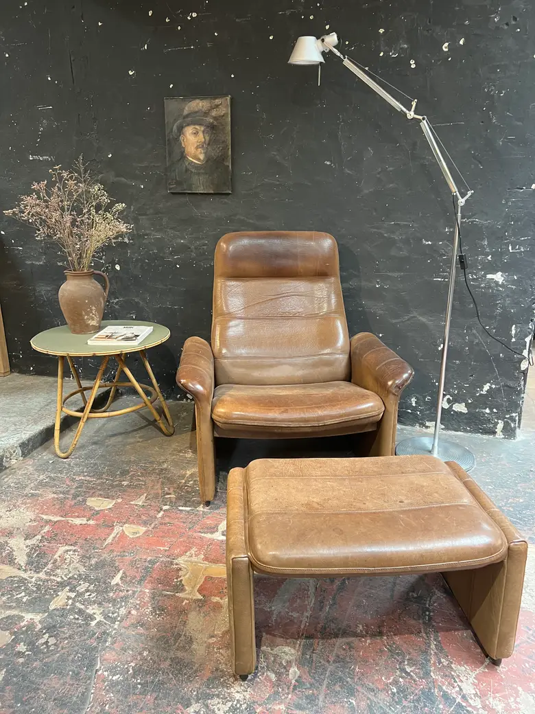 Fauteuil et repose pieds modèle DS50 De Sede 1970