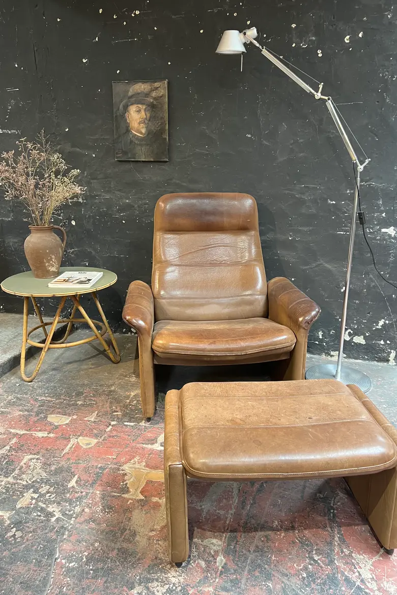 Fauteuil et repose pieds modèle DS50 De Sede 1970