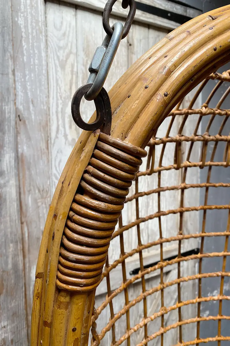 Fauteuil rotin vintage à suspendre Années 60