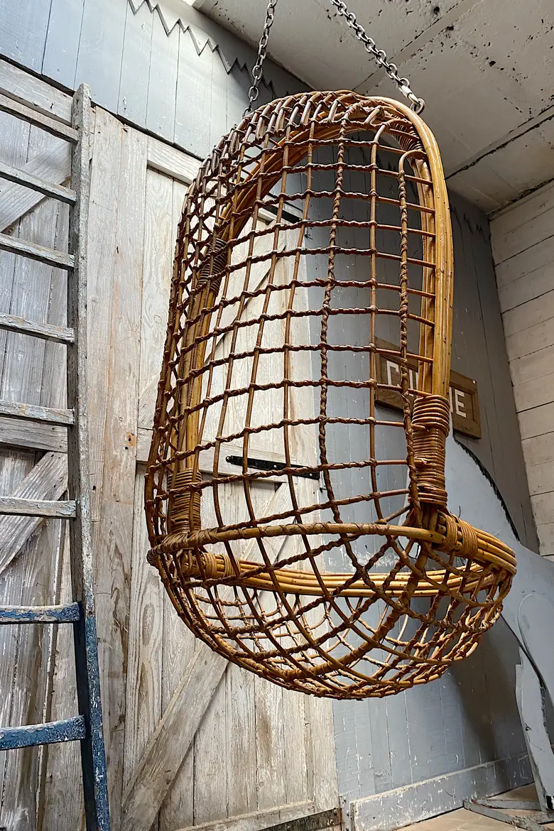 Fauteuil rotin vintage à suspendre Années 60