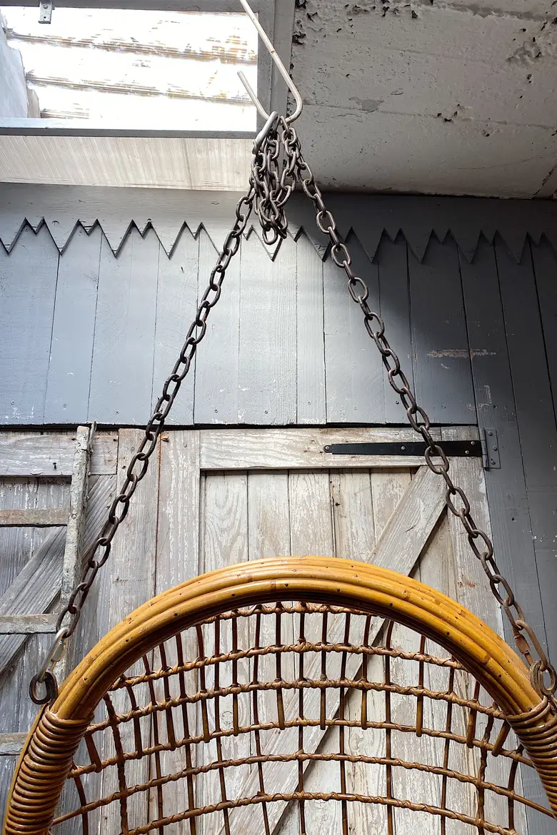 Fauteuil rotin vintage à suspendre Années 60